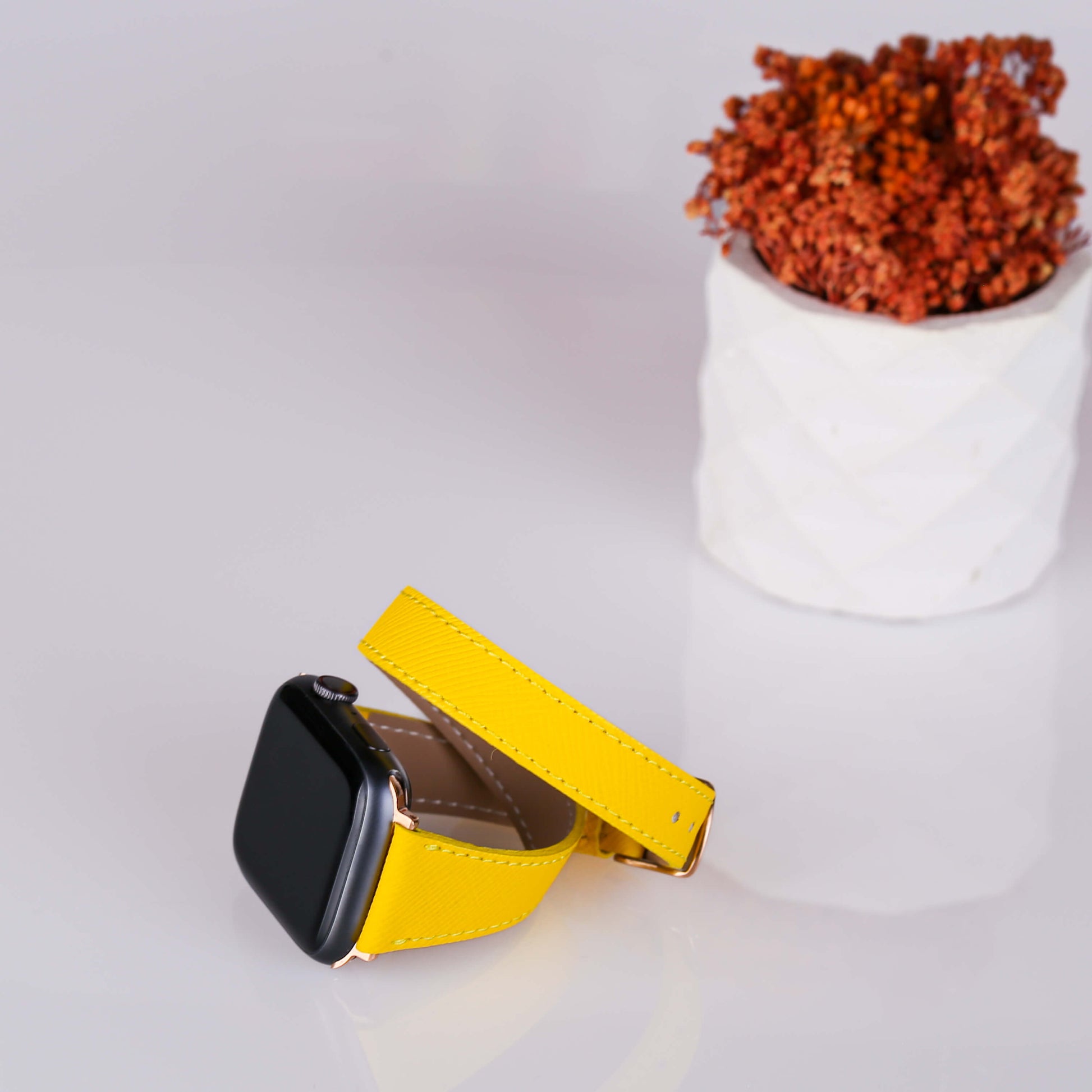 Bileklik Saat Kayışı Sarı Renk - Uzun Tasarım Apple Watch