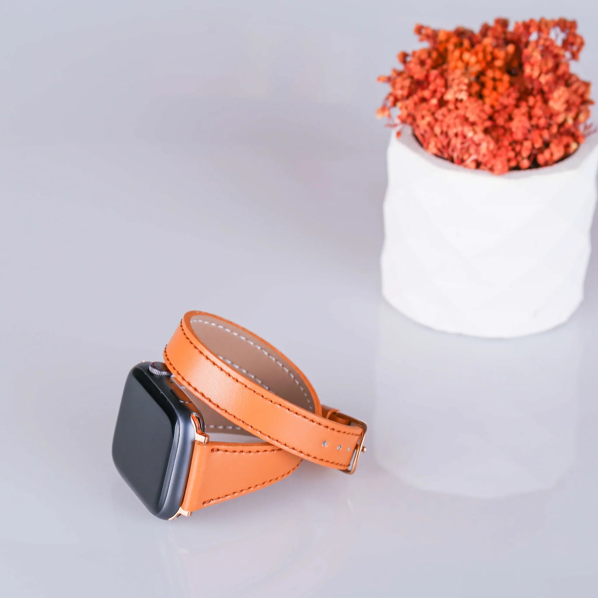 Bileklik Apple Watch Saat Kayışı - Sürdürülebilir Elma Derisi Uzun Band