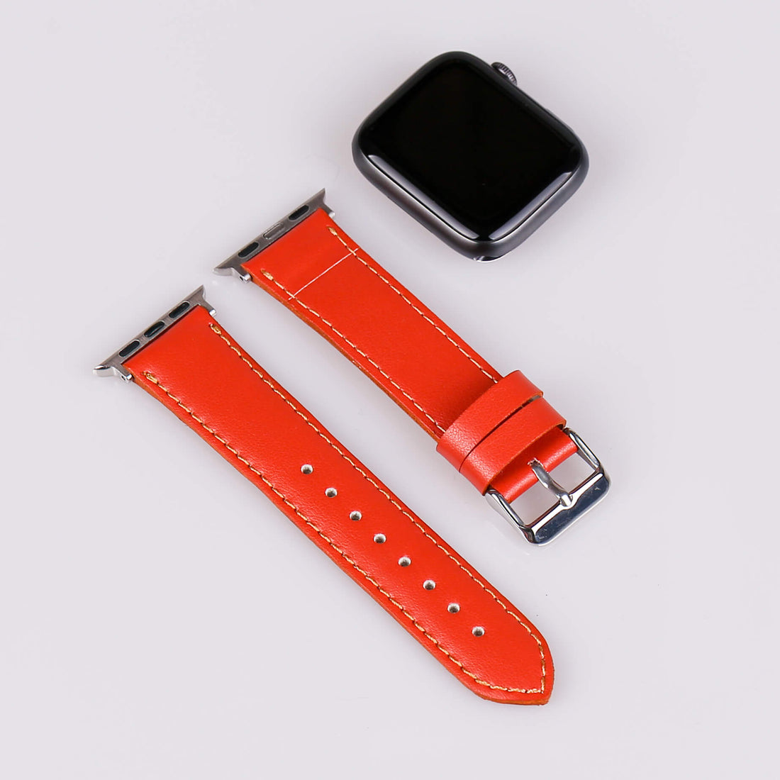 Kırmızı apple watch vegan deri kordon