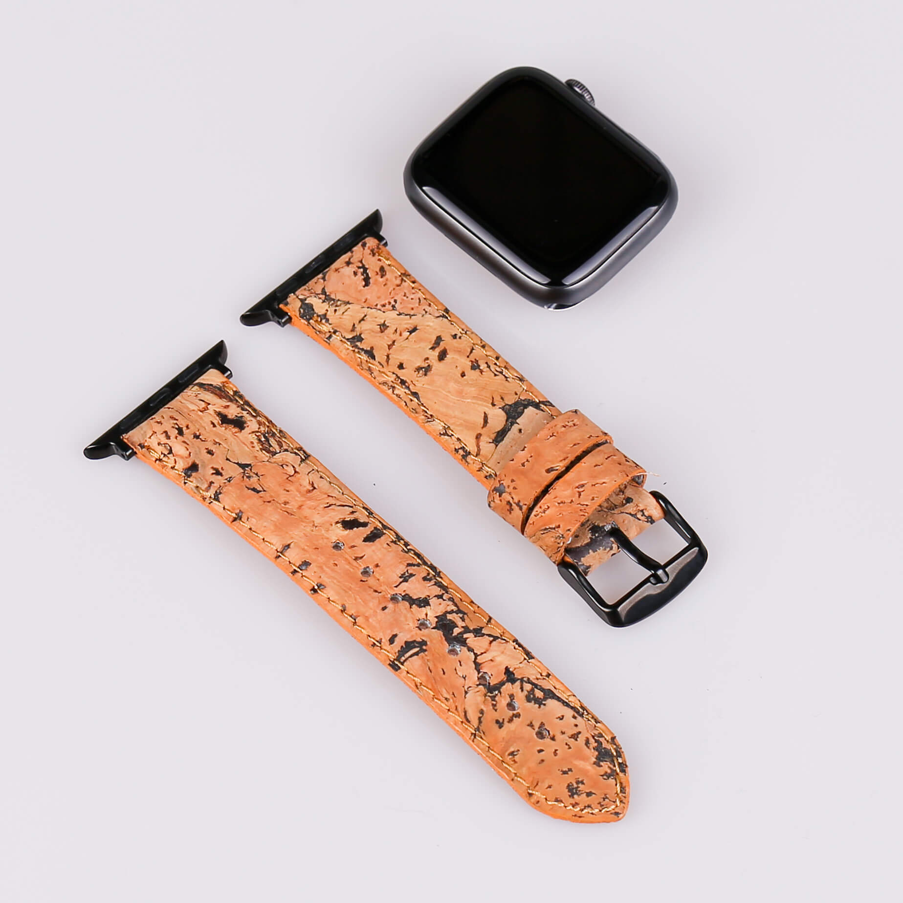 Vegan Deri Saat Kayışı - Mantar Derisi Natural Renk Apple Watch